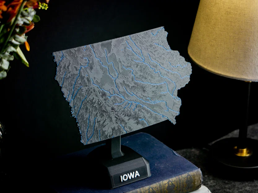 Bản đồ địa hình Iowa, USA (IA) kèm sông ngòi - Image 4