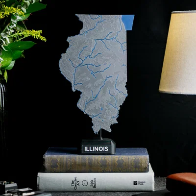 Bản đồ địa hình Illinois, USA (IL) có sông ngòi