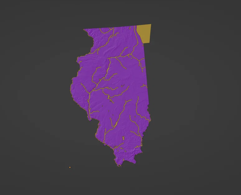 Bản đồ địa hình Illinois, USA (IL) có sông ngòi - Image 2