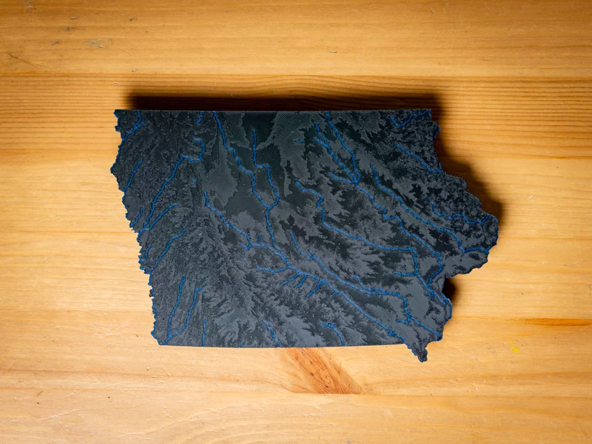 Bản đồ địa hình Iowa, USA (IA) kèm sông ngòi - Image 5