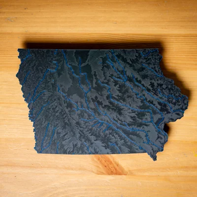 Bản đồ địa hình Iowa, USA (IA) kèm sông ngòi 5