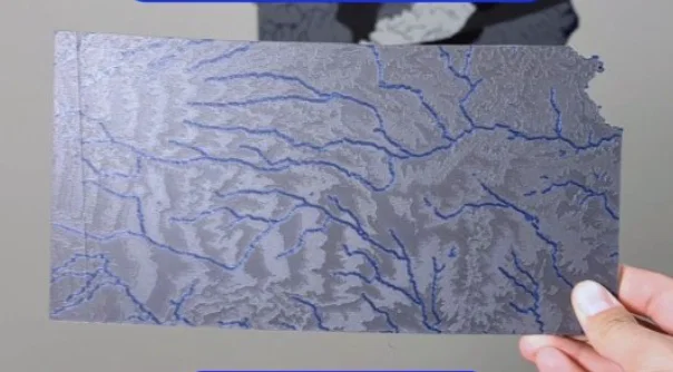 Bản đồ địa hình Kansas, USA (KS) với sông ngòi - Image 2