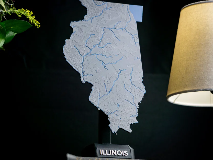 Bản đồ địa hình Illinois, USA (IL) có sông ngòi - Image 4