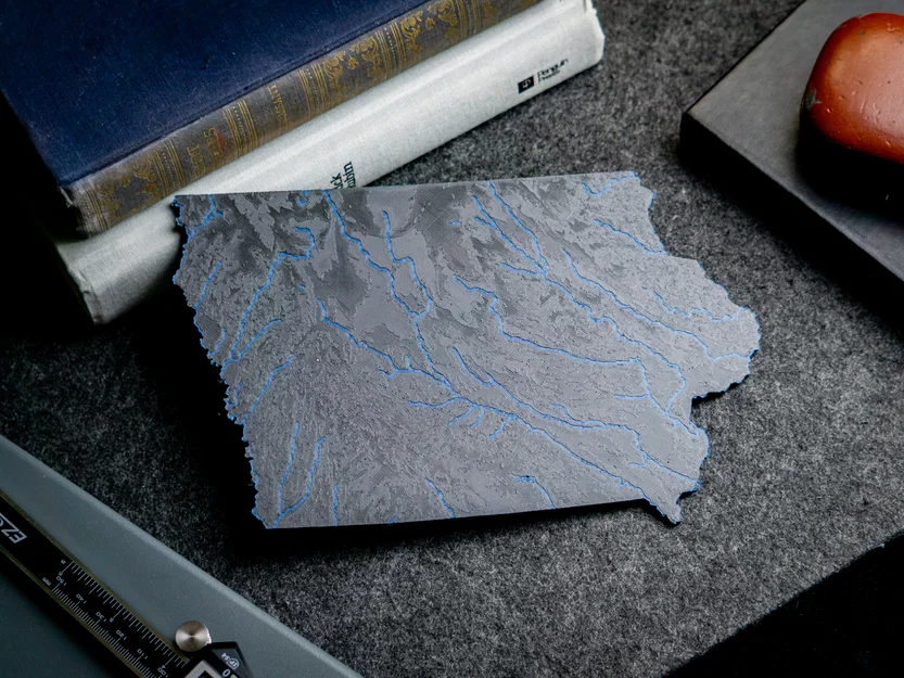 Bản đồ địa hình Iowa, USA (IA) kèm sông ngòi - Image 6