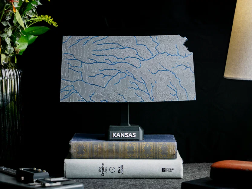 Bản đồ địa hình Kansas, USA (KS) với sông ngòi - Image 5