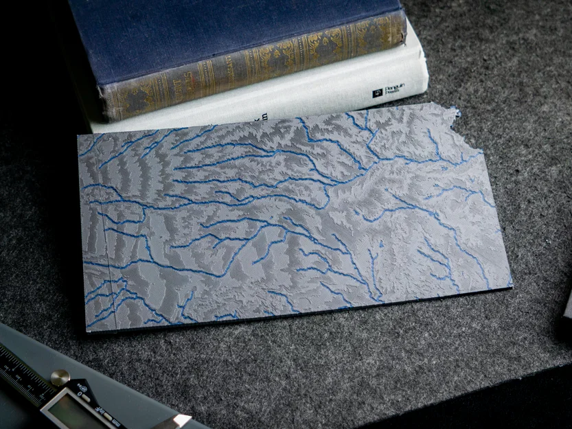 Bản đồ địa hình Kansas, USA (KS) với sông ngòi - Image 7