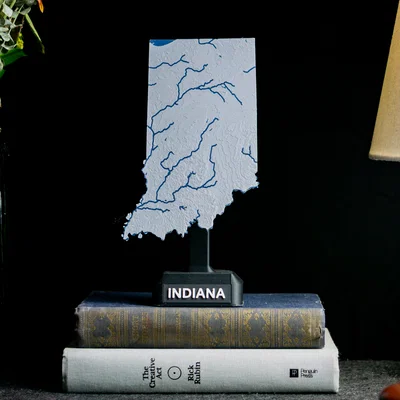 Bản đồ địa hình Indiana, USA (IN) kèm sông ngòi