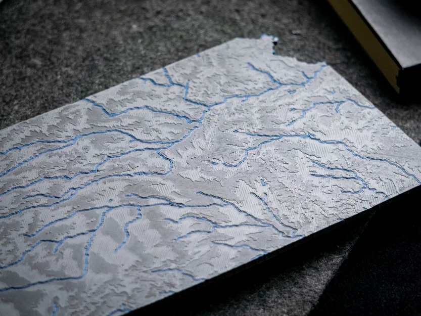 Bản đồ địa hình Kansas, USA (KS) với sông ngòi - Image 9