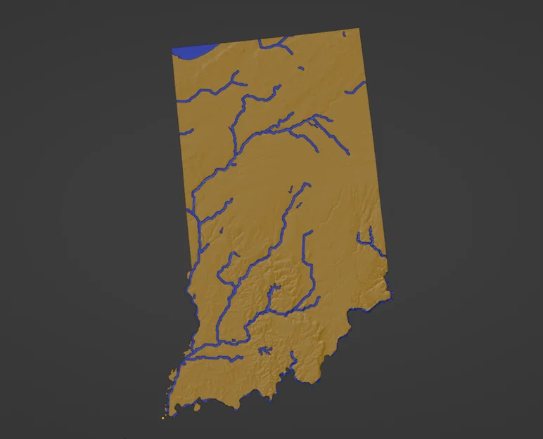 Bản đồ địa hình Indiana, USA (IN) kèm sông ngòi - Image 4