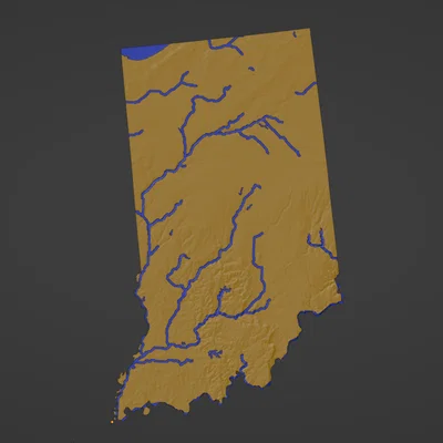 Bản đồ địa hình Indiana, USA (IN) kèm sông ngòi