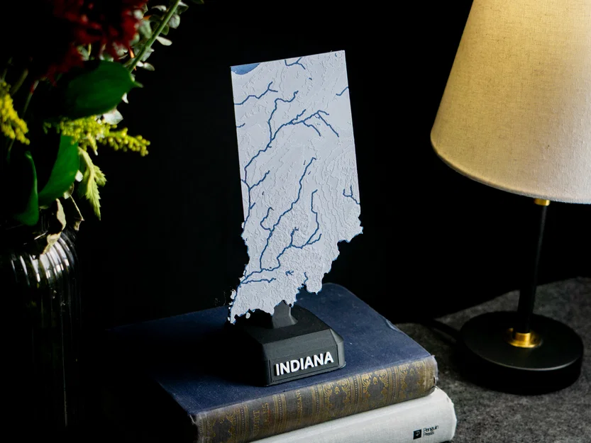 Bản đồ địa hình Indiana, USA (IN) kèm sông ngòi - Image 6