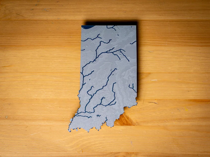 Bản đồ địa hình Indiana, USA (IN) kèm sông ngòi - Image 8