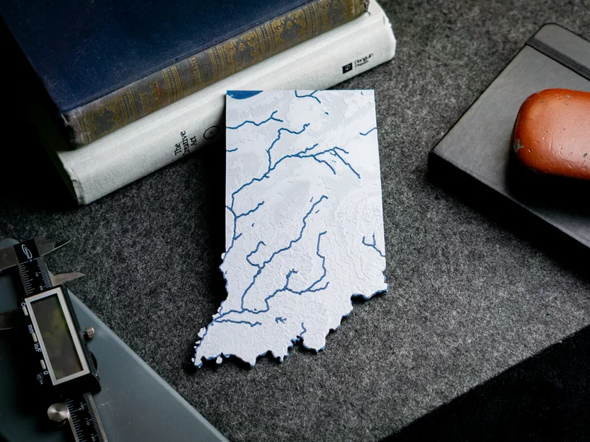 Bản đồ địa hình Indiana, USA (IN) kèm sông ngòi - Image 9