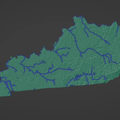 Bản đồ địa hình Kentucky, USA (KY) kèm sông ngòi