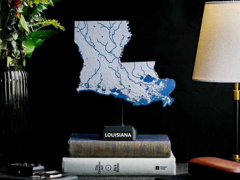 Bản đồ địa hình Louisiana, USA (LA) kèm sông ngòi - Image 1