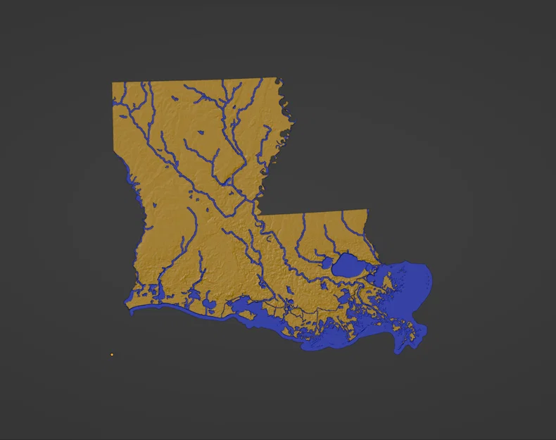 Bản đồ địa hình Louisiana, USA (LA) kèm sông ngòi - Image 4