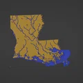 Bản đồ địa hình Louisiana, USA (LA) kèm sông ngòi - Thumbnail 4