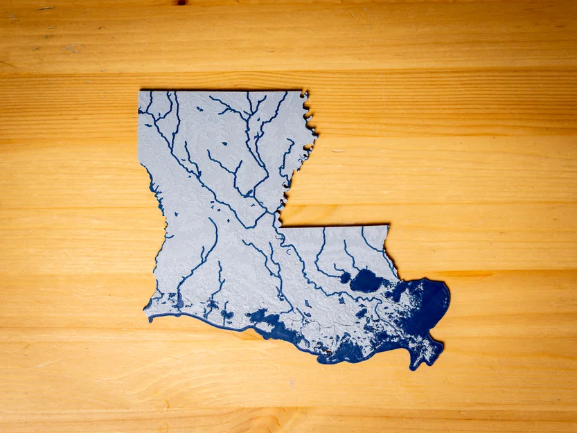 Bản đồ địa hình Louisiana, USA (LA) kèm sông ngòi - Image 8