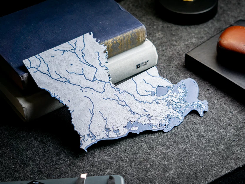 Bản đồ địa hình Louisiana, USA (LA) kèm sông ngòi - Image 9