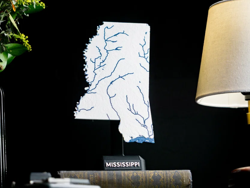 Bản đồ địa hình Mississippi, USA (MS) kèm sông ngòi - Image 1