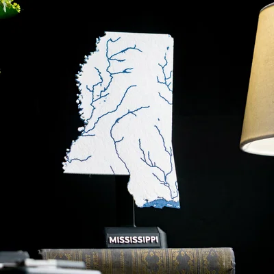 Bản đồ địa hình Mississippi, USA (MS) kèm sông ngòi
