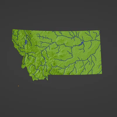 Bản đồ địa hình Montana, USA (MT) kèm sông ngòi