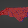 Bản đồ địa hình North Carolina, USA (NC) kèm sông ngòi - Thumbnail 4