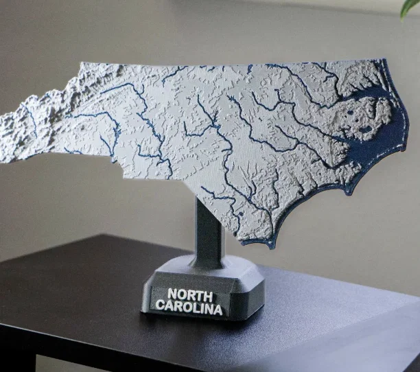 Bản đồ địa hình North Carolina, USA (NC) kèm sông ngòi - Image 6