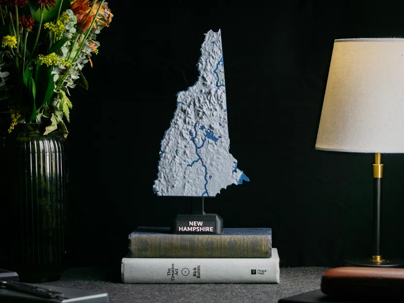 Bản đồ địa hình New Hampshire, USA (NH) kèm sông suối - Image 1