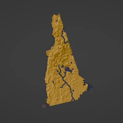Bản đồ địa hình New Hampshire, USA (NH) kèm sông suối