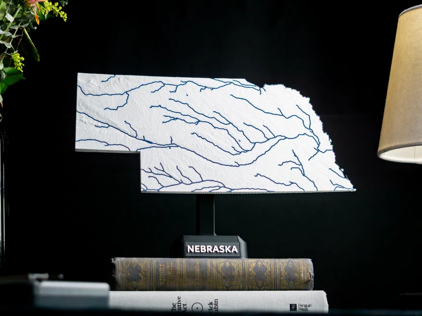 Bản đồ địa hình Nebraska, USA (NE) kèm sông ngòi - Image 1