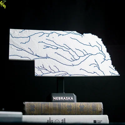 Bản đồ địa hình Nebraska, USA (NE) kèm sông ngòi