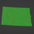 Bản đồ địa hình North Dakota, USA (ND) kèm sông ngòi - Thumbnail 2