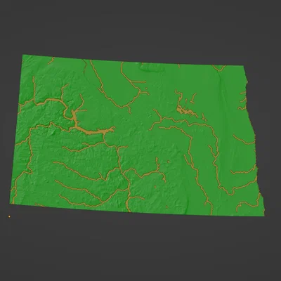 Bản đồ địa hình North Dakota, USA (ND) kèm sông ngòi