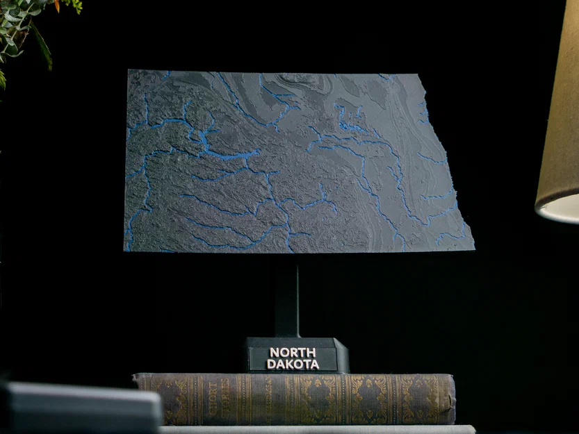 Bản đồ địa hình North Dakota, USA (ND) kèm sông ngòi - Image 4