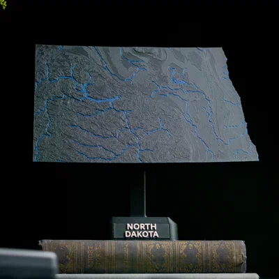 Bản đồ địa hình North Dakota, USA (ND) kèm sông ngòi