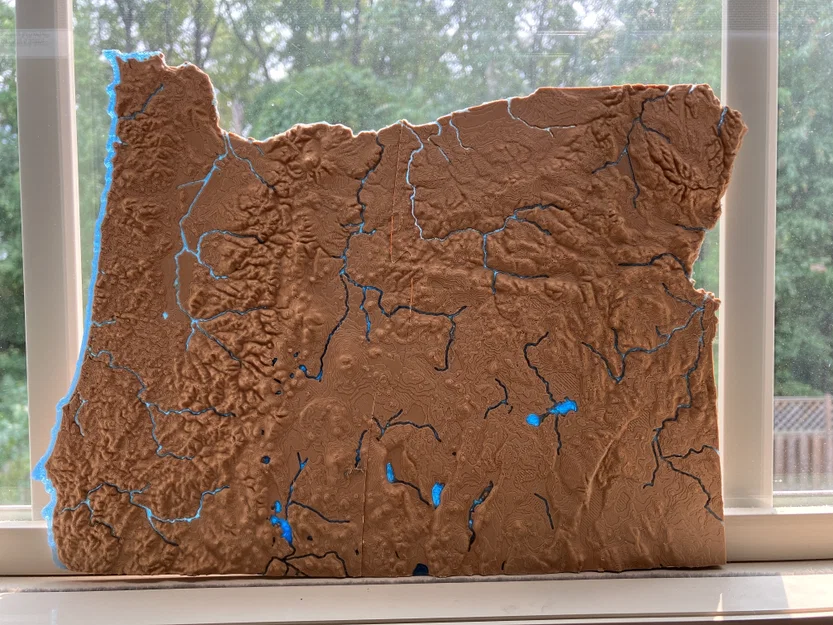Bản đồ địa hình Oregon, USA (OR) 2 màu kèm sông hồ & thủy văn - Image 2