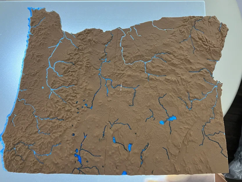 Bản đồ địa hình Oregon, USA (OR) 2 màu kèm sông hồ & thủy văn - Image 3