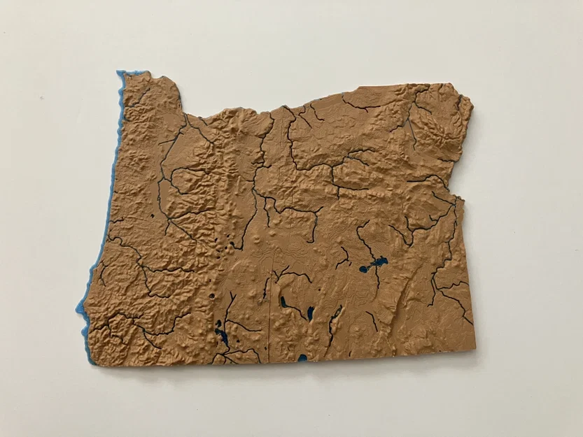 Bản đồ địa hình Oregon, USA (OR) 2 màu kèm sông hồ & thủy văn - Image 4