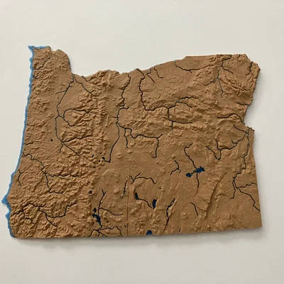 Bản đồ địa hình Oregon, USA (OR) 2 màu kèm sông hồ & thủy văn
