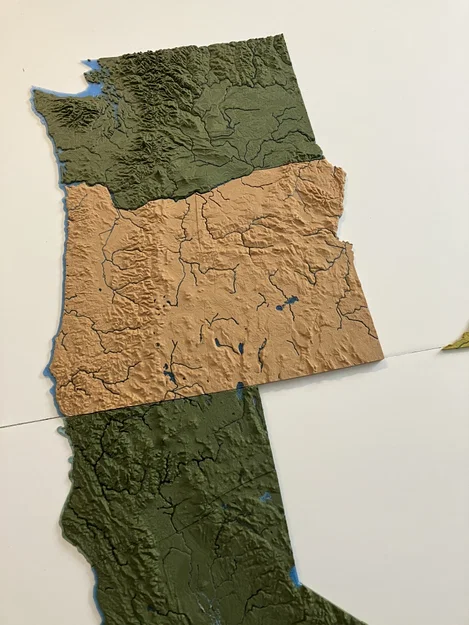 Bản đồ địa hình Oregon, USA (OR) 2 màu kèm sông hồ & thủy văn - Image 5
