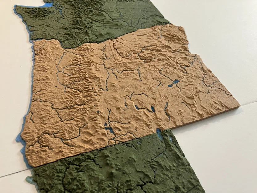 Bản đồ địa hình Oregon, USA (OR) 2 màu kèm sông hồ & thủy văn - Image 6