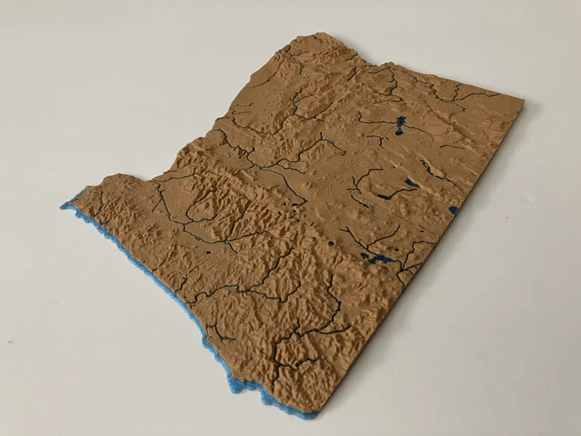 Bản đồ địa hình Oregon, USA (OR) 2 màu kèm sông hồ & thủy văn - Image 8