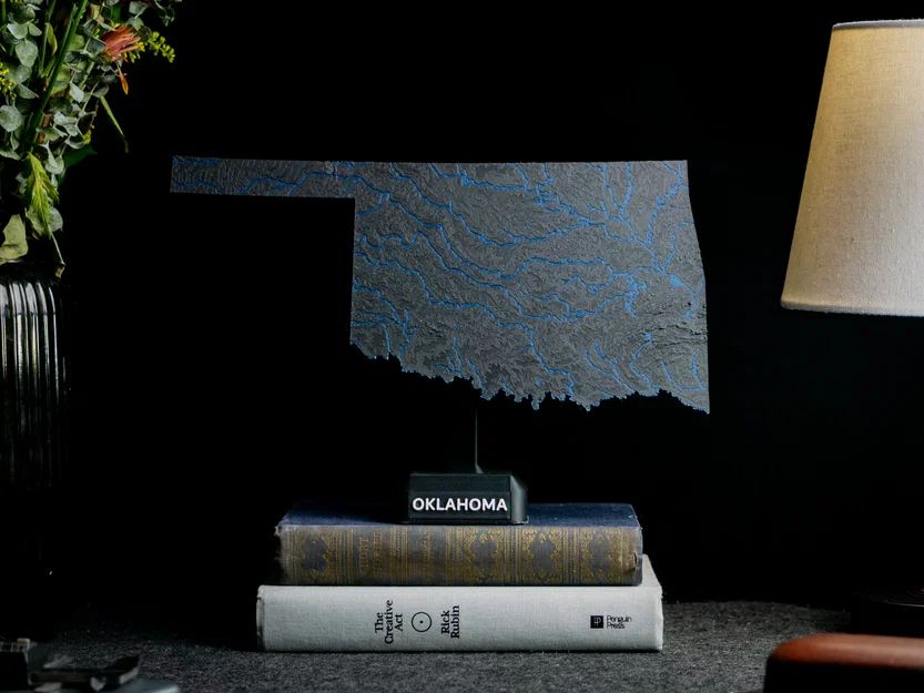 Bản đồ địa hình Oklahoma, USA (OK) kèm sông ngòi - Image 1
