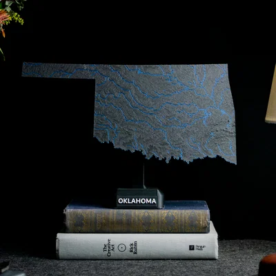 Bản đồ địa hình Oklahoma, USA (OK) kèm sông ngòi