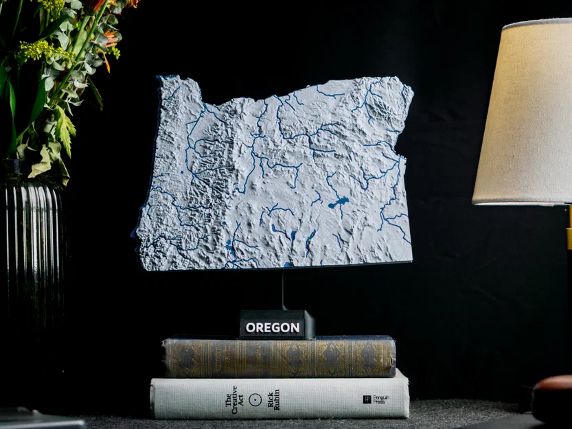 Bản đồ địa hình Oregon, USA (OR) 2 màu kèm sông hồ & thủy văn - Image 12