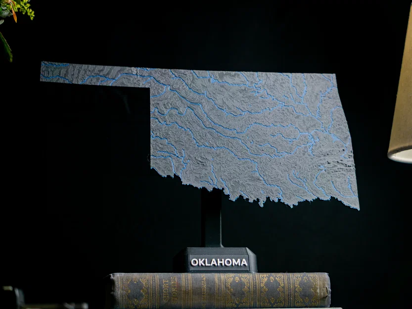 Bản đồ địa hình Oklahoma, USA (OK) kèm sông ngòi - Image 3