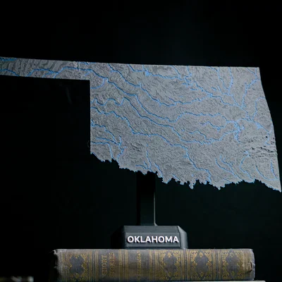 Bản đồ địa hình Oklahoma, USA (OK) kèm sông ngòi