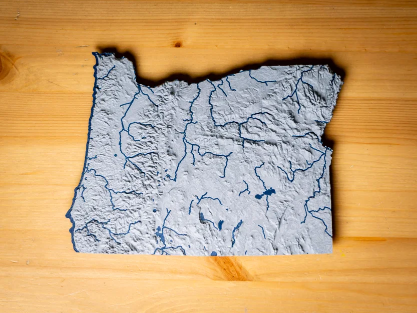 Bản đồ địa hình Oregon, USA (OR) 2 màu kèm sông hồ & thủy văn - Image 13