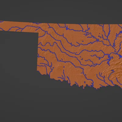 Bản đồ địa hình Oklahoma, USA (OK) kèm sông ngòi